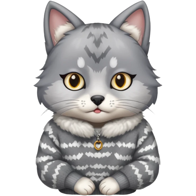  cat wearing a wolf-shaped sweater emoji