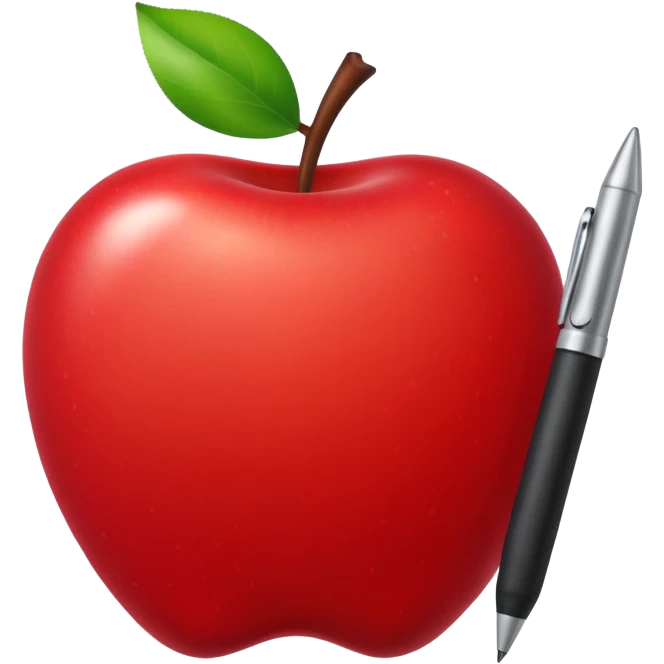 Pen stuck in an apple emoji