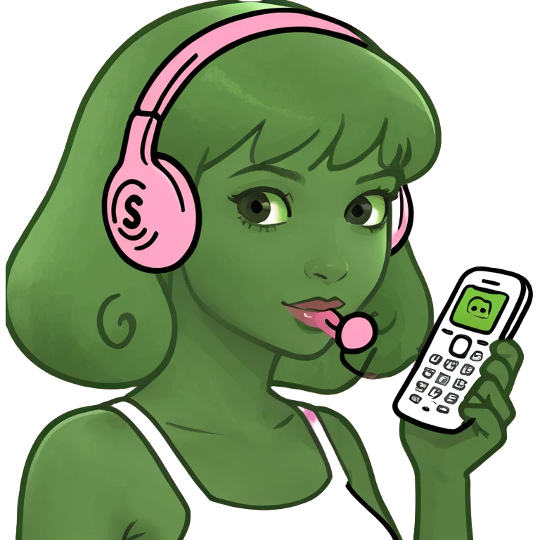 girl scrolling on pink SPAM phone emoji