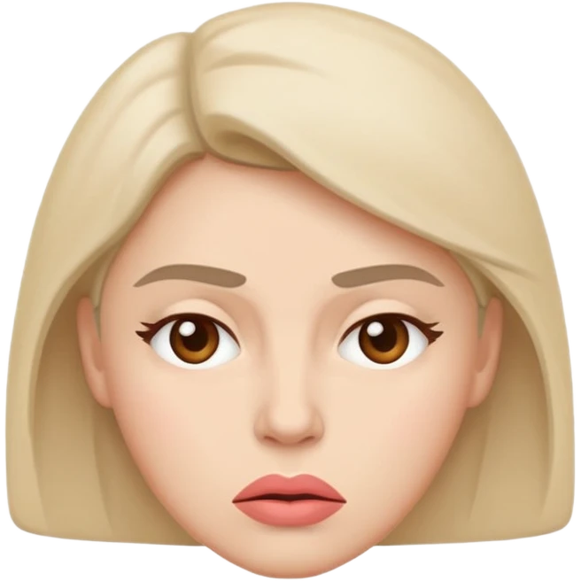 minimal flat emoji of an irritable face,
slightly furrowed eyebrows,
tight lips but not angry,
emotion restrained and subtle,
soft pastel warm-gray tones,
emotional but calm design,
modern female health app style,
transparent background,
vector illustration
 emoji