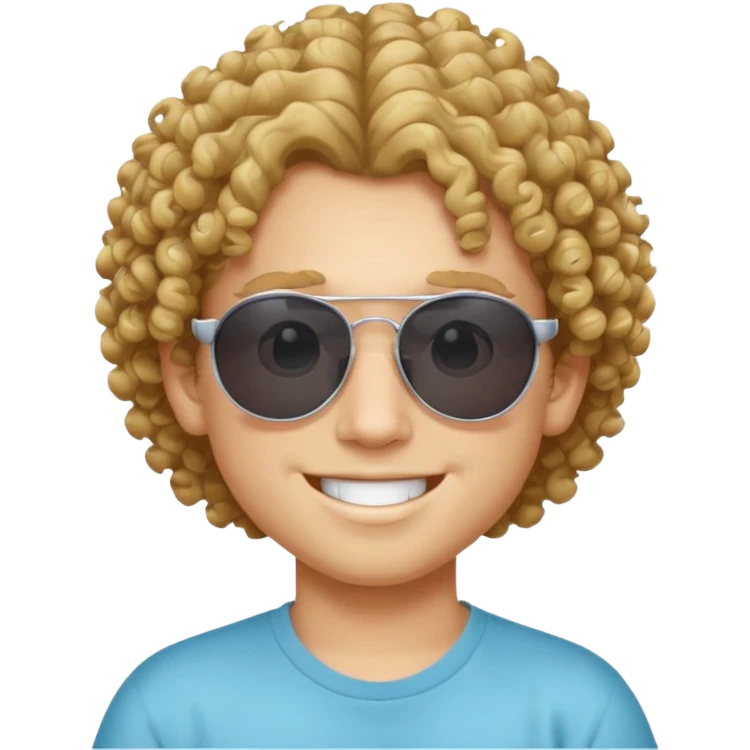 chico con pelo rizado, piel blanca y unas gafas de sol y2k emoji