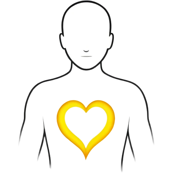 minimalist b&w male silhouette with flowing black-and-white curves across the lower body, now overlaid with a small, softly glowing spark or radiant light near the chest or head — heart symbolizing inspiration, inner fire, and creative energy awakening” yellow glow emoji