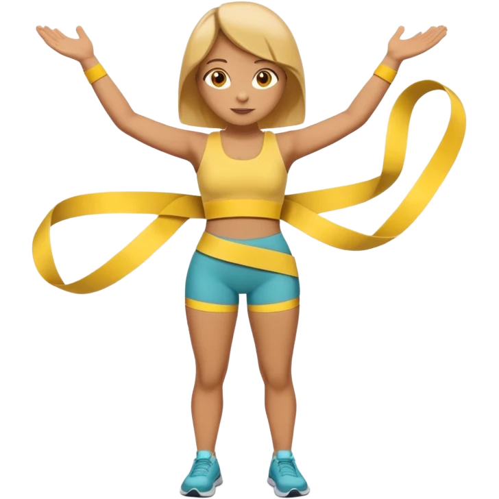 A 3D cartoon person measuring their waist with a yellow tape, casual fitness outfit, Memoji-style realism. emoji