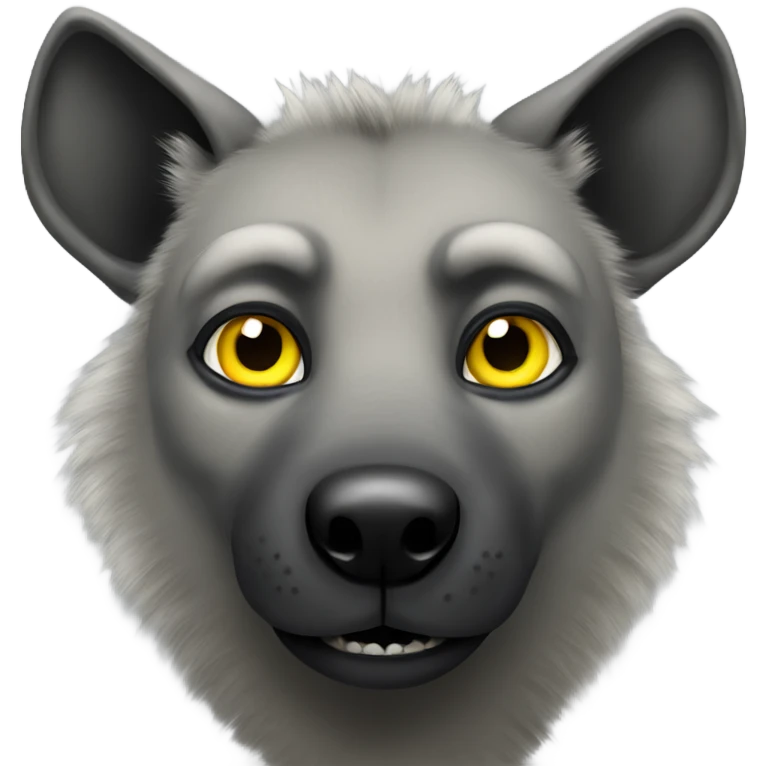 Gray male hyena with yellow eyes with large eyebrows  emoji