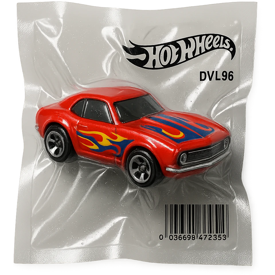 Hot Wheels toy car, glossy and puffy, vacuum-sealed style emoji
