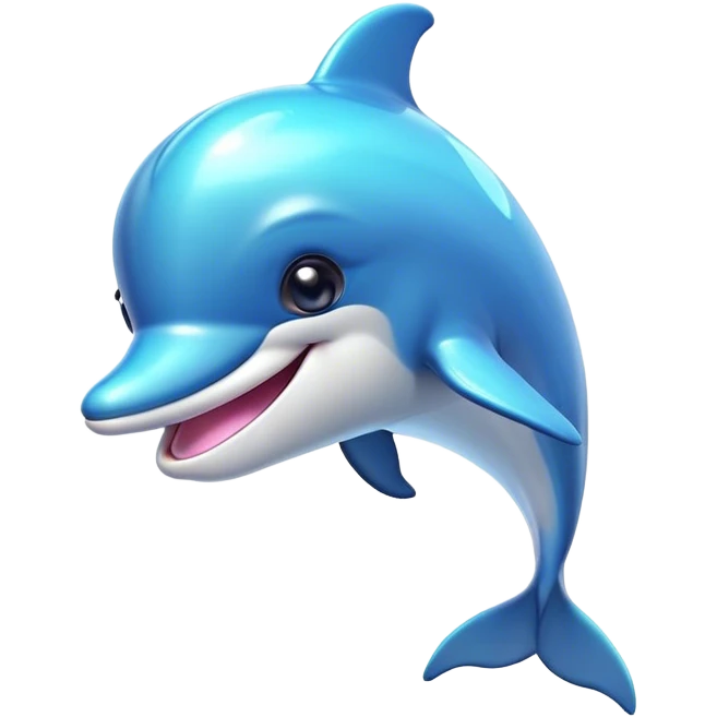 Cinematic Cheeky Dolphin Portrait Emoji, With a playful tilt of its head and a mischievous sparkle in its eyes, showcasing a sleek, shiny body accented by a quirky, animated smile and a cheeky wink, Simplified yet hilariously endearing features, highly detailed, glowing with a vibrant, sassy aquatic glow, high shine, spirited and fun, stylized with an air of quirky marine mischief, soft glowing outline, capturing the essence of a super cute dolphin that looks ready to splash its way into viral fame with playful charm! emoji