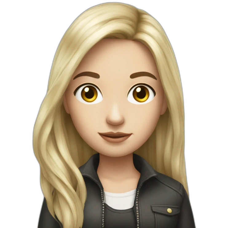 hyperrealist caucasian girl black long hair holding money emoji