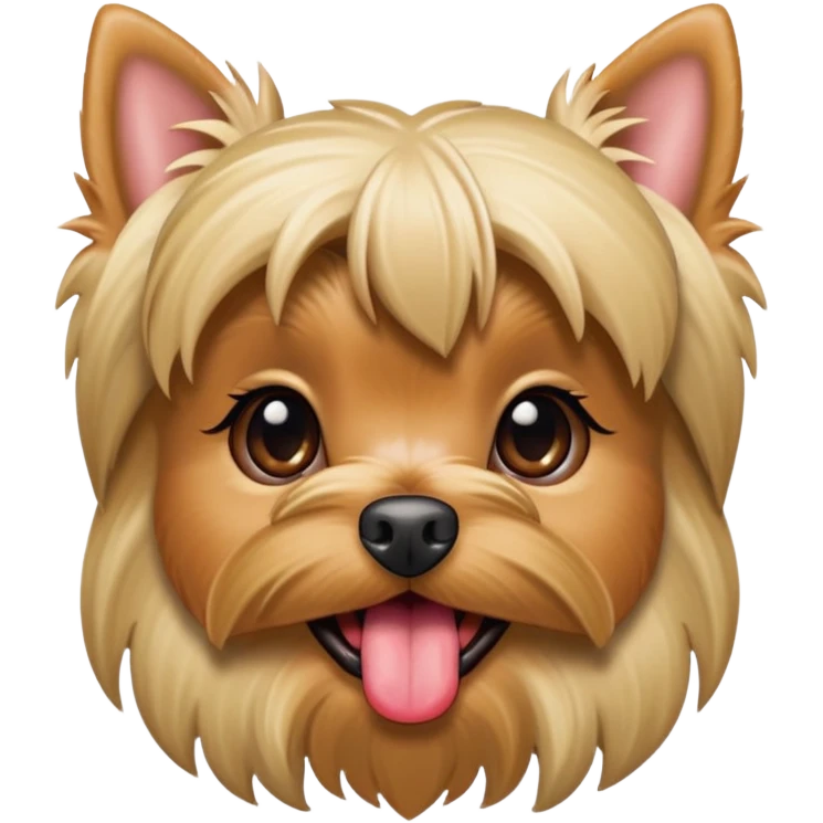 Blonde yorkie with tongue out emoji