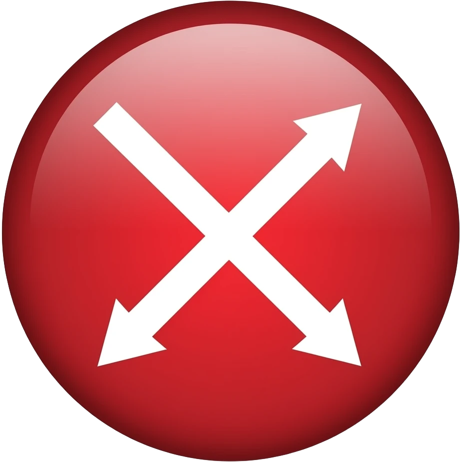 Red filled circle with white X and arrow end points on the X, CCTV in the centre emoji