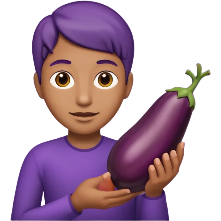holding brinjal emoji