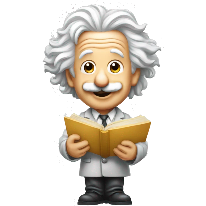 happy albert einstein holding conffeti  in one hand emoji