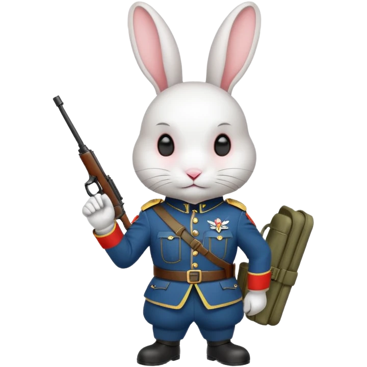 white rabbit with soldier costume emoji