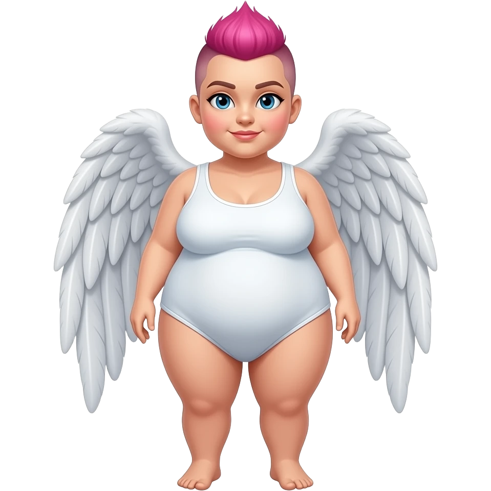 A full body obese sexy Angel, pink hair buzzcut hair emoji
