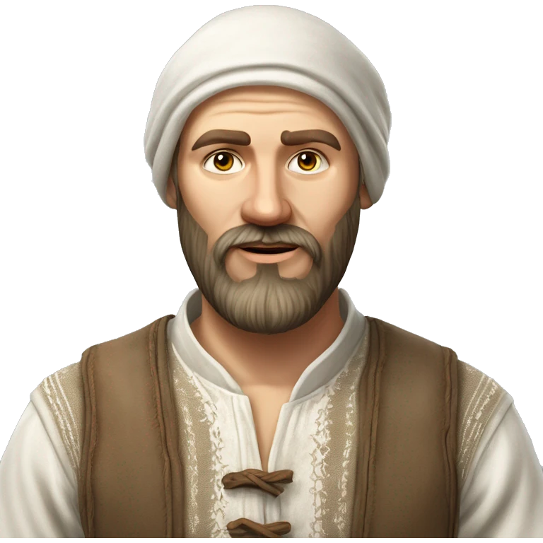 photorealistic white slavic peasant with beard portrait, Slavic ethnic clothing emoji