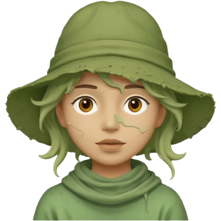 messy green clay mask and tousit hat emoji