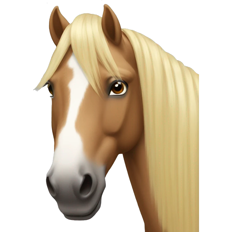 Head with long blond hair on the body of a horse emoji
