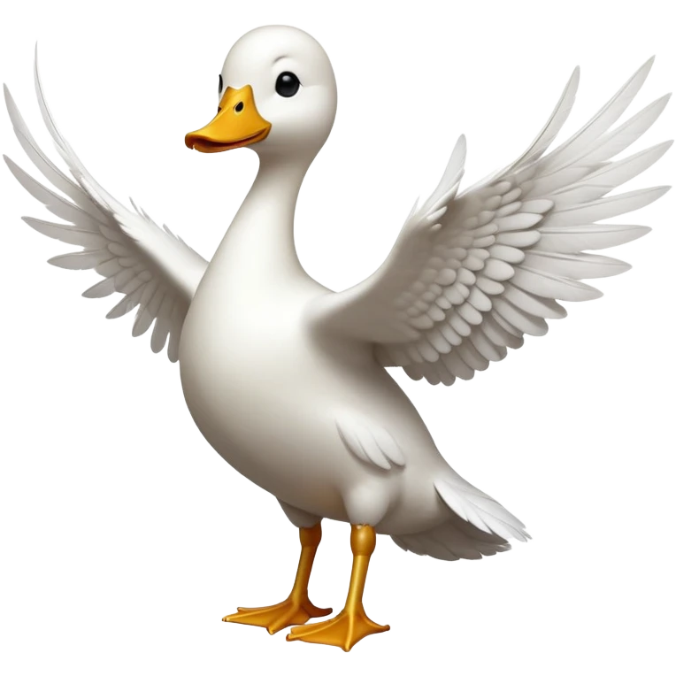 cinematic-[white duck]-realistic-full-body-perched-emoji,-wings-tucked-neatly elegant,-head-tilted-dramatically,-sleek-[white]-feathers,-simplified-yet-realistic-focused-features,-highly-detailed,-glowing-with-an-almost-sarcastic-glow emoji