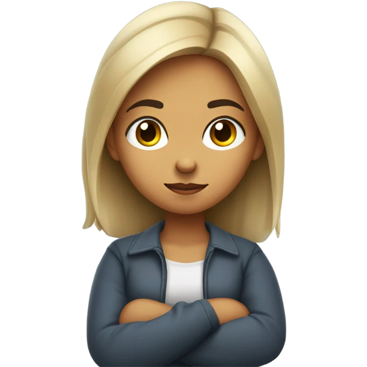 Girl pouting and folding arms emoji