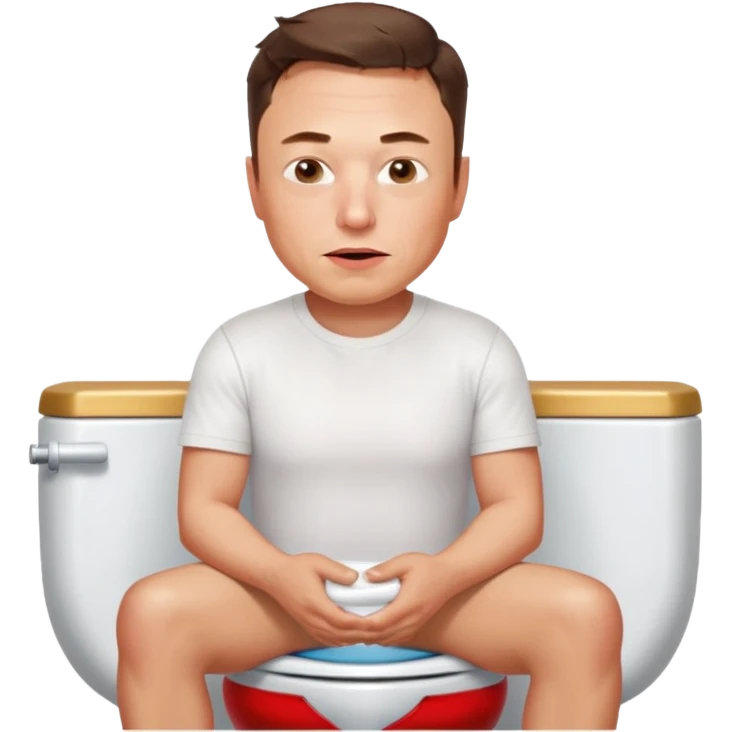 elon mask pooping on the toilet face red and sweaty from pooping emoji