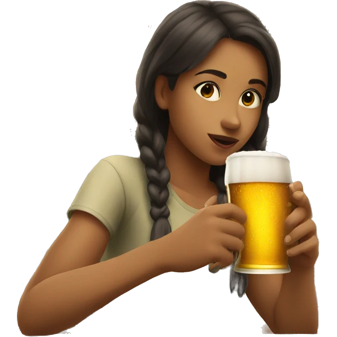 Girl drinking beer emoji
