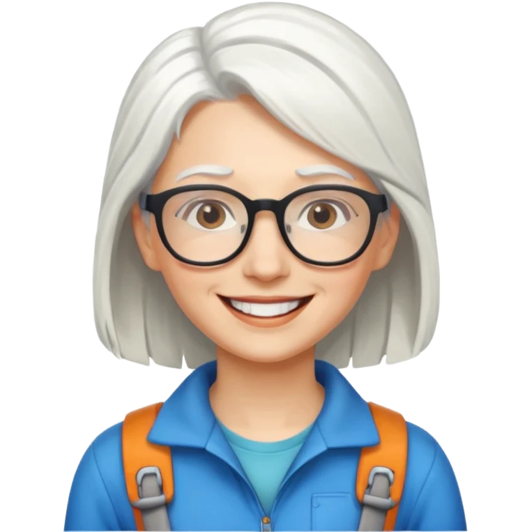 climber woman with white hair and glassess emoji