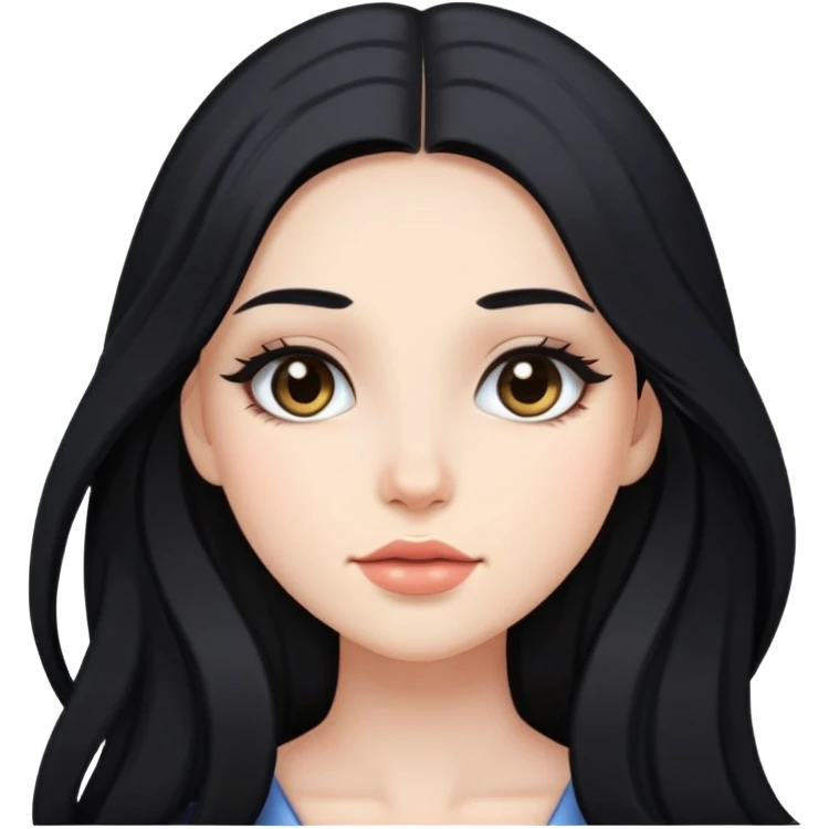 girl with long black hair and soft makeup emoji