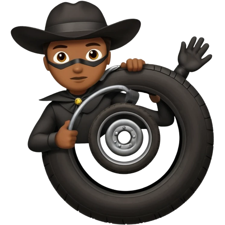 Animal zorro sosteniendo un neumático emoji