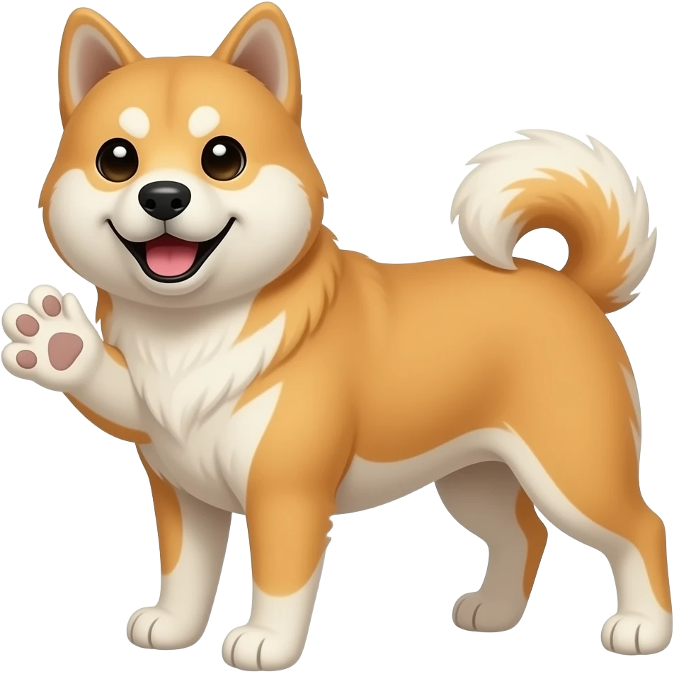 Hachiko dog in chibi cute animation saying hello emoji