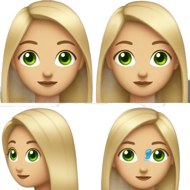 I want a girl with long straight hair with blue and little bit green eyes and with dark blonde colour of the hair  emoji