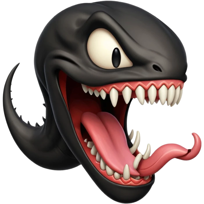 Venom with very long tongue out, clean black body, no logos or markings, classic emoji look emoji