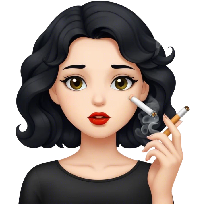 girl with wavy black hair smoking  emoji