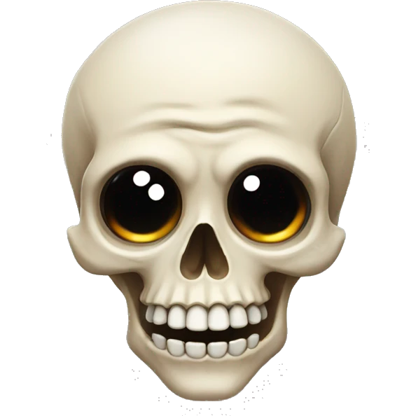 Skull smiling with weird eyes emoji