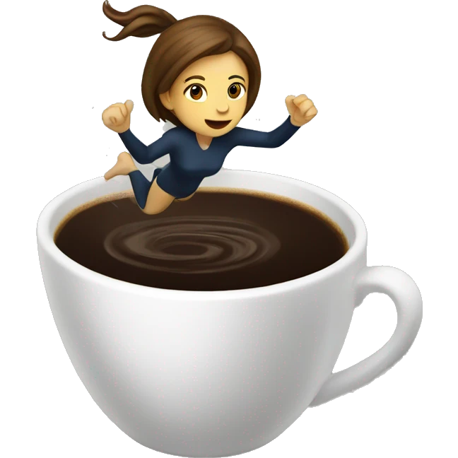 girl diving into coffee cup emoji