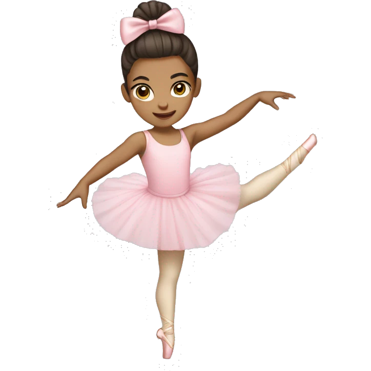 A young lightskin girl wearing a light pink bow doing ballet  emoji
