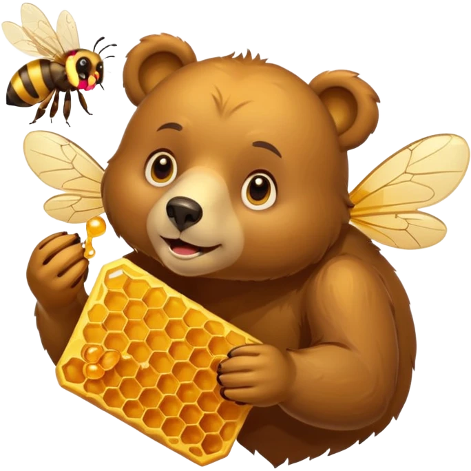 bear eating honeycomb with bees flying around emoji