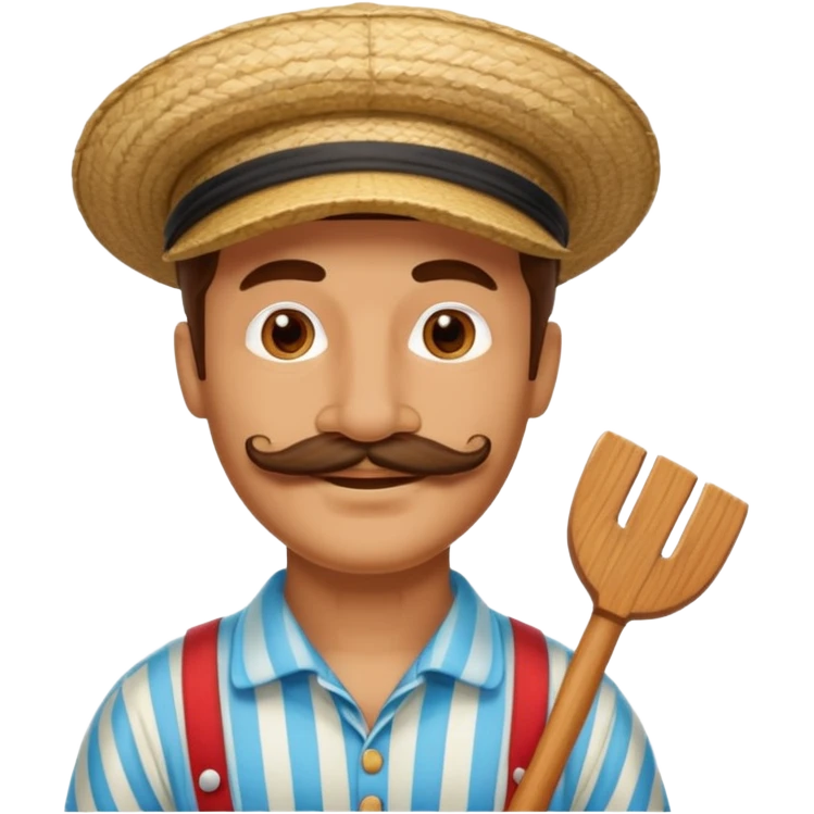 venetian gondolier with mustache, no rows, romantic guy emoji