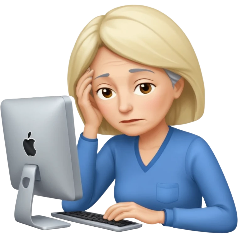 A 55-year-old woman really tired while she is working emoji