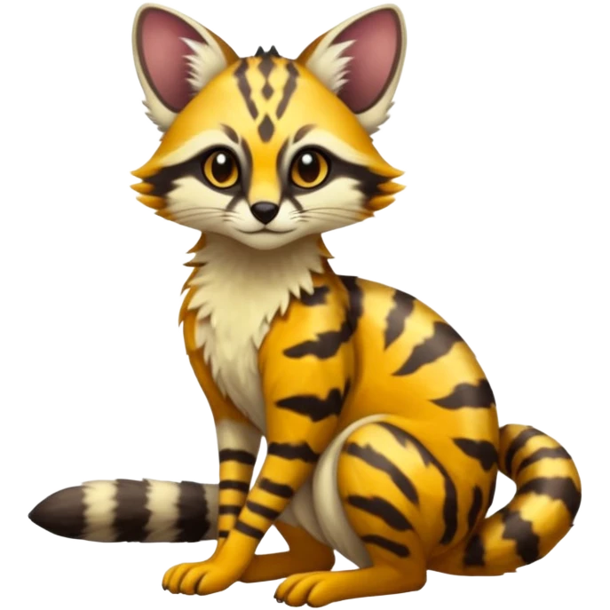 Exotic randomly colored colorful light cute lush warm-colored Fakémon-Fionbri-Vernid-Genet-creature with markings (full body) emoji