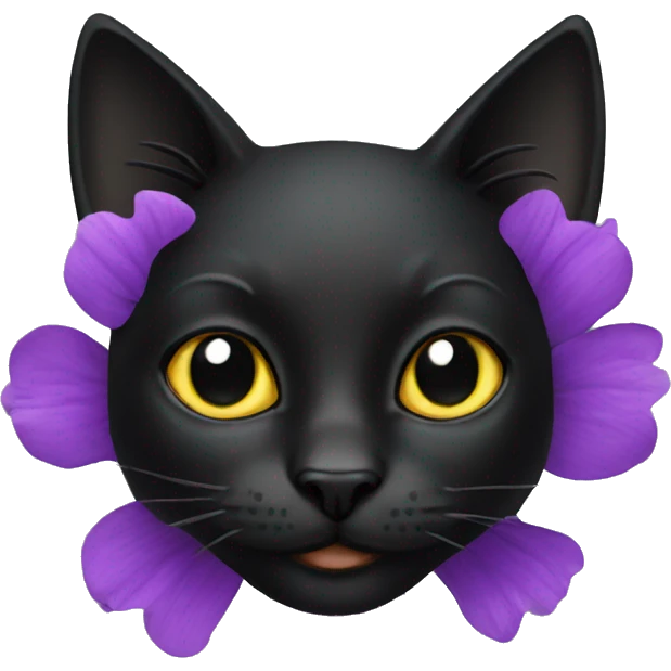 Black cat head flower emoji