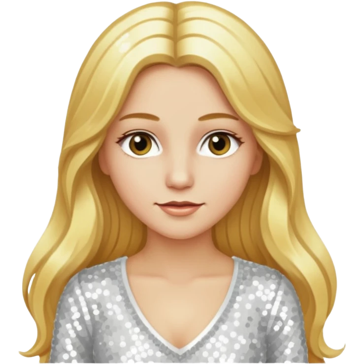 Katharina Siegel with long golden blonde hair, white sequin outfit emoji