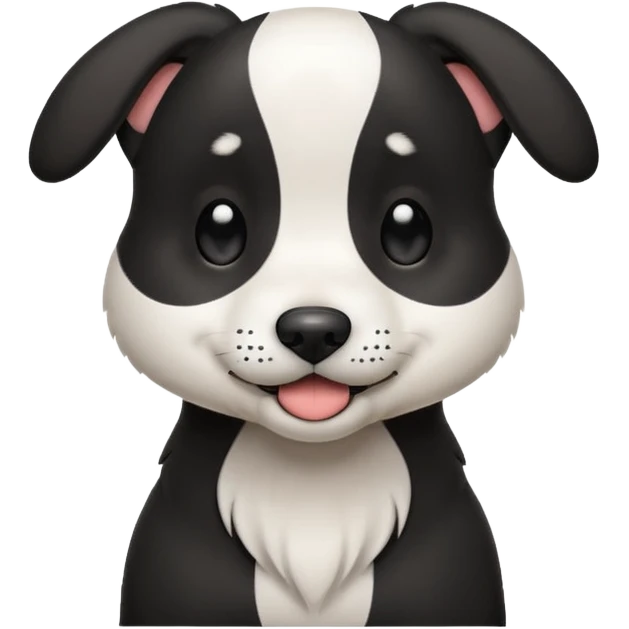 black and white dog with floppy ears winking emoji