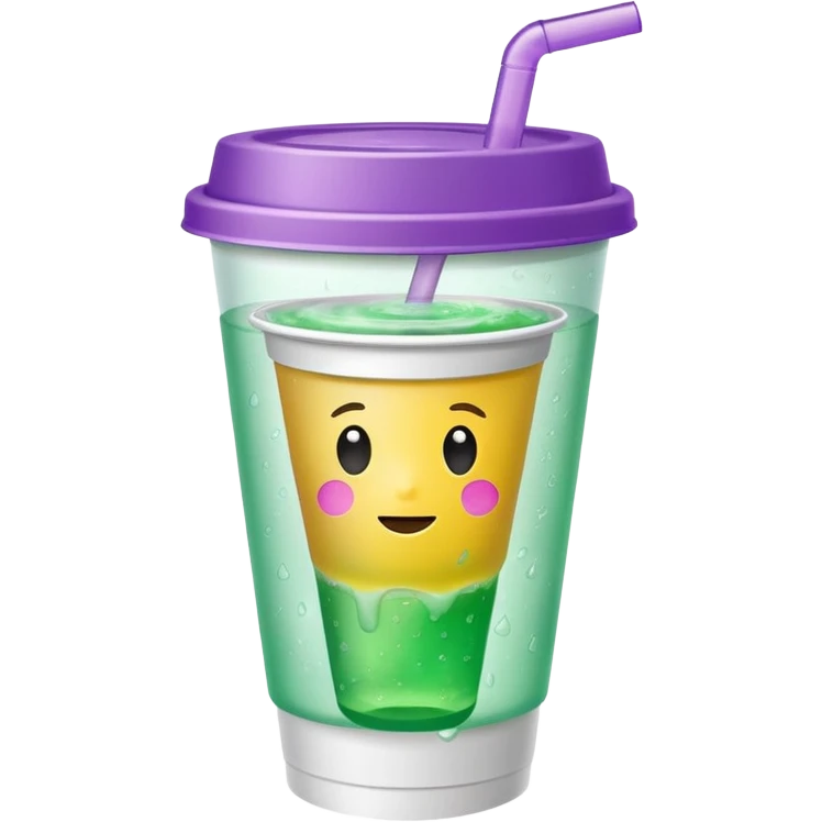 White solid paper cup filled with dirty sprite emoji