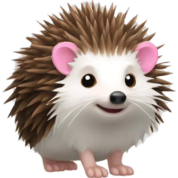 Hedgehog white creamy quills one pink ear one brown ear different colored ears emoji