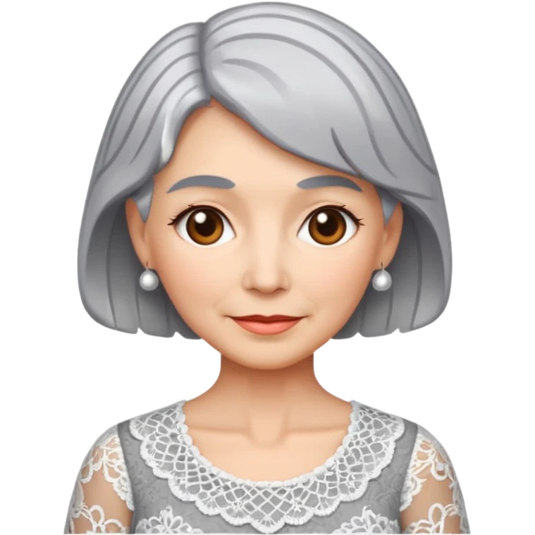 grey haired woman with lace patterned top emoji