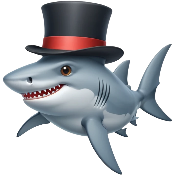 Shark with a top hat emoji