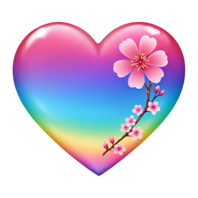 heart with sakura and rainbow gradient emoji