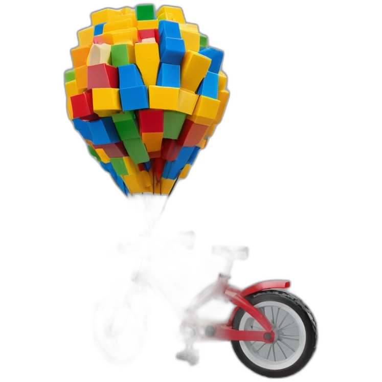 Lego qui fais du vélo sur une montgolfière emoji