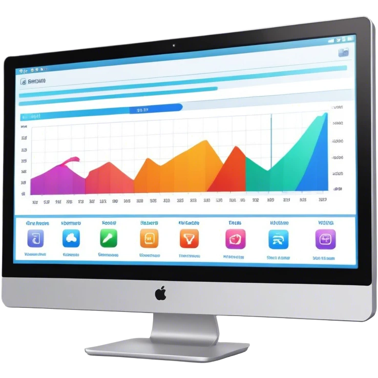 Create an emoji for animation and motion design. Show a computer monitor displaying cartoon creation process, with a timeline, keyframes, and motion effects. Use modern, vibrant colors. No emojis or smiley faces. Transparent background. emoji