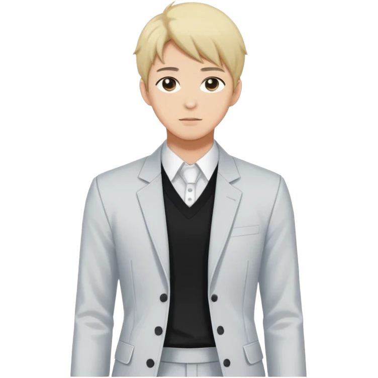 Japanese anime illustration, full body male character .
Clean thin lineart, professional manhwa style, modern BL illustration. emoji