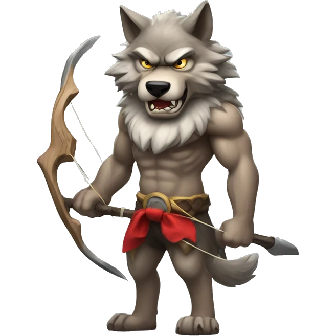 Angry wolf with a bow on its head, and strong physique  emoji